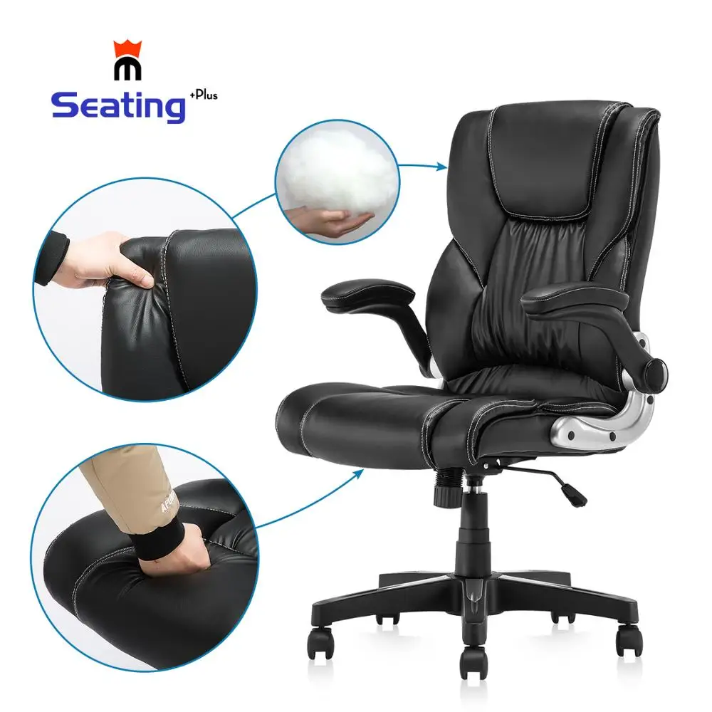 

Seatingplus High Back Home Office Chair Leather Computer Desk Chair Adjustable Hight with Movable Armrest