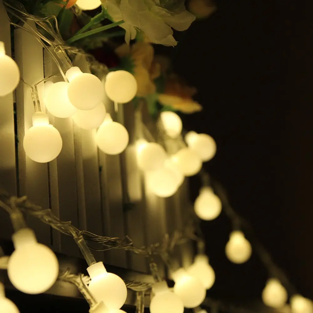 10M 100 LED Globe String Lights Warm White/White Ball Fairy Light for Party Christmas Wedding ...