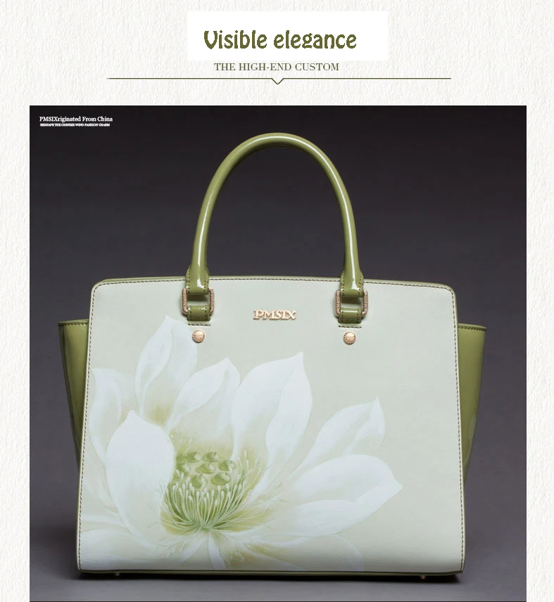 

PMSIX handbag 2015 summer fresh paragraph original printing leather handbag ladies fashion bag tide packet Handmade leather