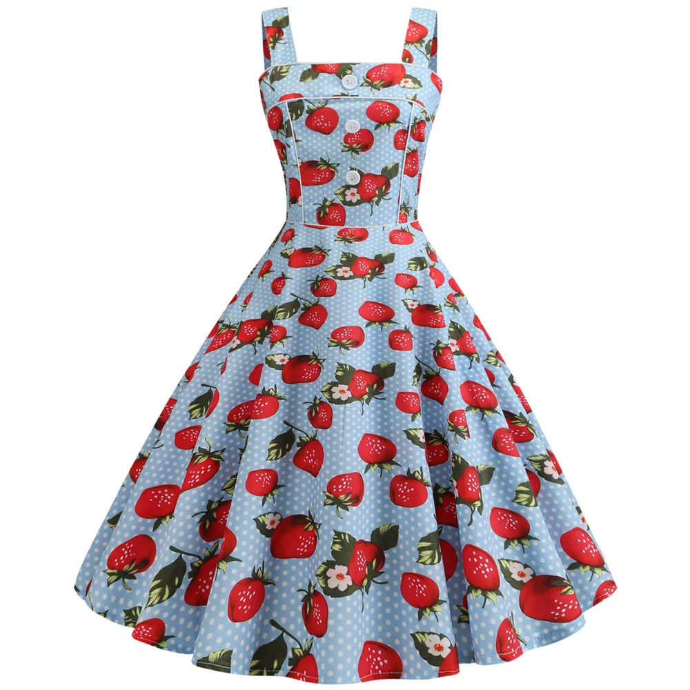 Винтажное платье с вишневым принтом, лето, без рукавов, стильное, большое, свободное, 1950s 60 s, платье в стиле рокабилли, большое, свободное, Pinup Vestido - Цвет: A13686