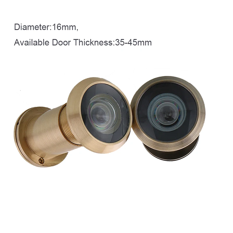 

GZGMET Gold Antique Color Chrome Plated 180 Degree Wide Angle Door Peephole Viewer Spyphole Home Security System