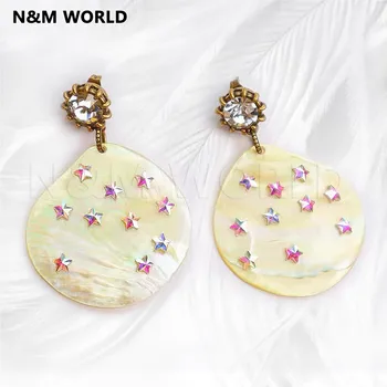 

Fashion Luxury New Natural Shell Stars Letter Dangle Earrings 2pcs For Women Gilrs Student Beautiful 2019 Hot Sale Earring