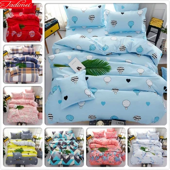 

Kids Blue 3/4 pcs Bedding Set Bedclothes 1.5m 1.8m 2.0m Flast Sheet Bed Linens King Queen Double Twin Size Duvet Cover Bedlinens