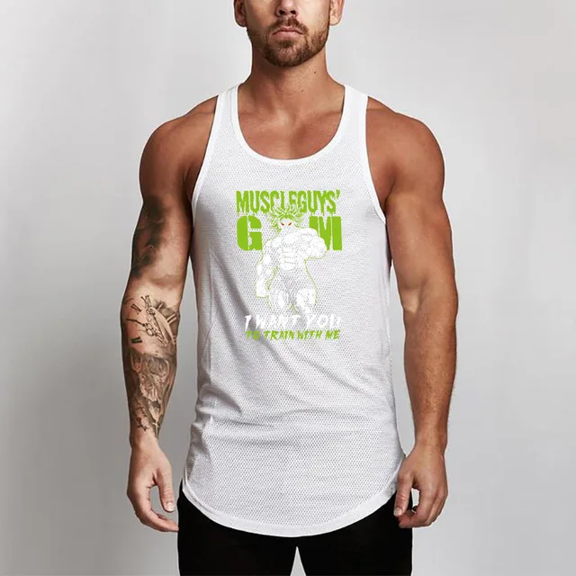 

Anime summer breathable mesh men's fitness vest Slim quick-drying sports training suit printing vest