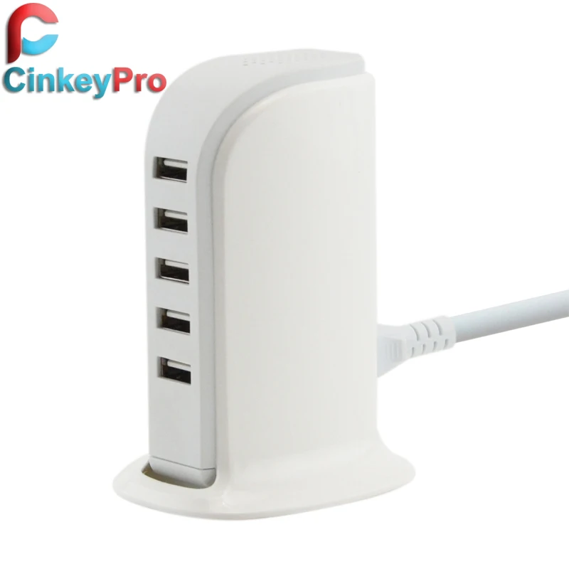 CinkeyPro EU Plug 5 Ports Multiple Wall USB Charger 3A Smart Adapter Mobile Phone Charging Data