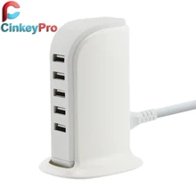 CinkeyPro EU Plug 5 Ports Multiple Wall USB Charger 3A Smart Adapter Mobile Phone Charging Data