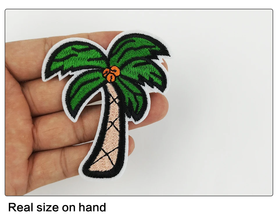 3D Embroidery Patch Christmas Tree Coconut Tree Cactus Embroidery Patches Applique DIY Iron On Stickers On Clothes Vest (4)