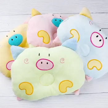 

Pig Animal Pattern Baby Pillow Sleeping Support for Infant Cute Soft Plush Cushion Prevent Flat Head Infant Baby Pillow 4 colors