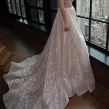 Спагетти ремни A-Line Глубокий v-образным вырезом суд Поезд открытая спина Шампанское платье выпускного вечера с блестками с бисером вырез сторона вечерние платья