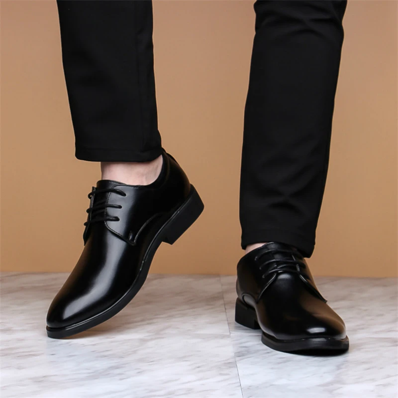 Mazefeng New Brand Classic Man Pointed Toe Dress Shoes Mens Patent Leather Black Wedding Shoes Oxford Formal Big Size