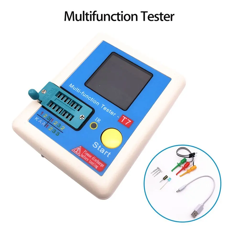 T7 New Transistor Tester TFT Diode Triode Capacitance Meter LCR ESR meter NPN PNP MOSFET IR Multifunction tester multimeter T7 New Transistor Tester TFT Diode Triode Capacitance Meter LCR ESR meter NPN PNP MOSFET IR Multifunction tester multimeter
