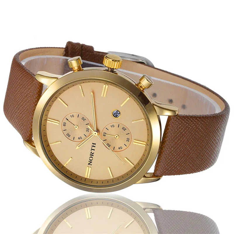  Fashion Men Casual Waterproof Date Leather Military Japan Watch Gift Men Wholesale #2AP17 (5)