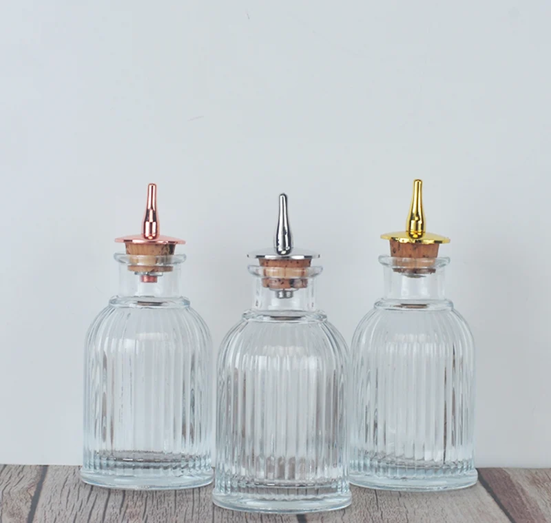 

90ml Glass Bitter Bottle for Cocktail - with Stainless Steel Dash Top, Birdcage Design for Professional Mixologist