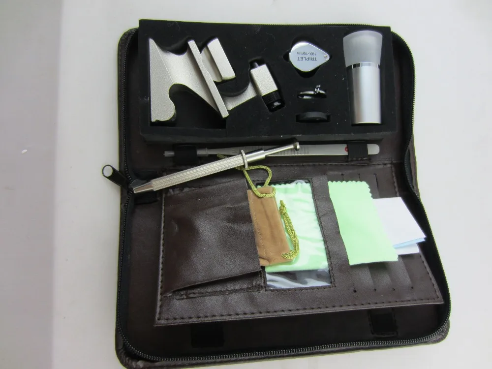 

free shipping diamond gemstone gold silver jewelry testing tool bag,magnifier gia code loupe microscope tweezer cleaning cloth