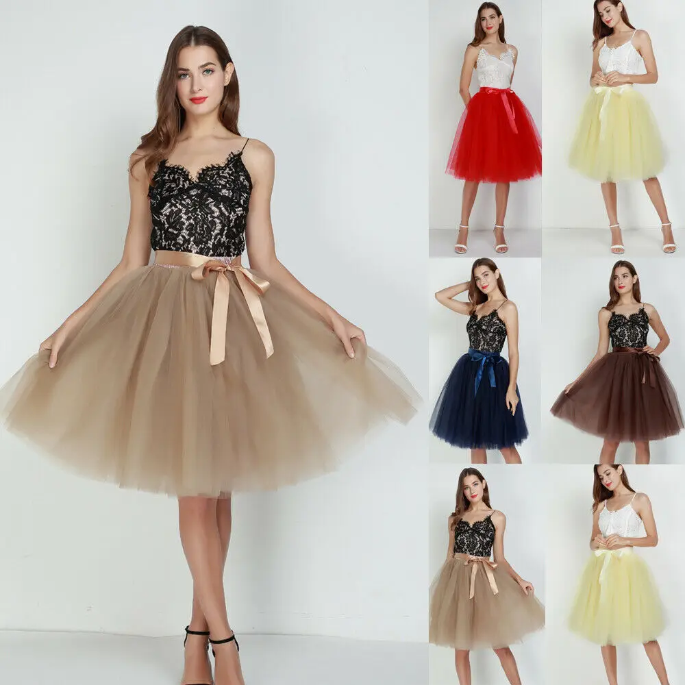 

2019 Fashion Women Short Tulle 7-layer Lace Short Dress Prom Evening Party Wedding High-waist Sexy Princess Tutu Dress