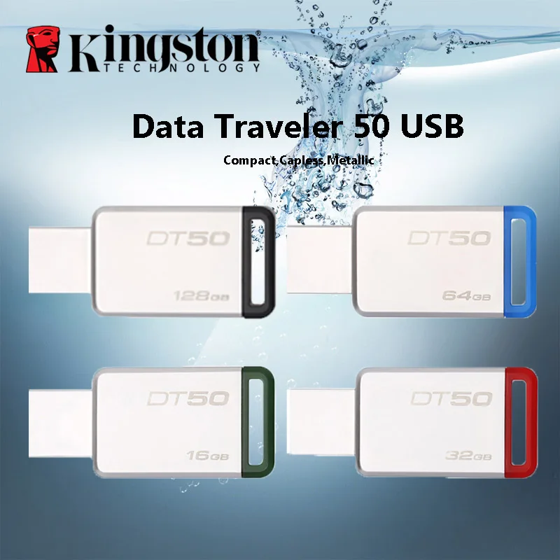 Kingston флеш-накопитель USB 3,0 16 Гб оперативной памяти, 32 Гб встроенной памяти, 64 ГБ 128 ГБ USB 3,1 умственную флэш-накопитель Trans 110 МБ/с. читать 8 Гб карта памяти