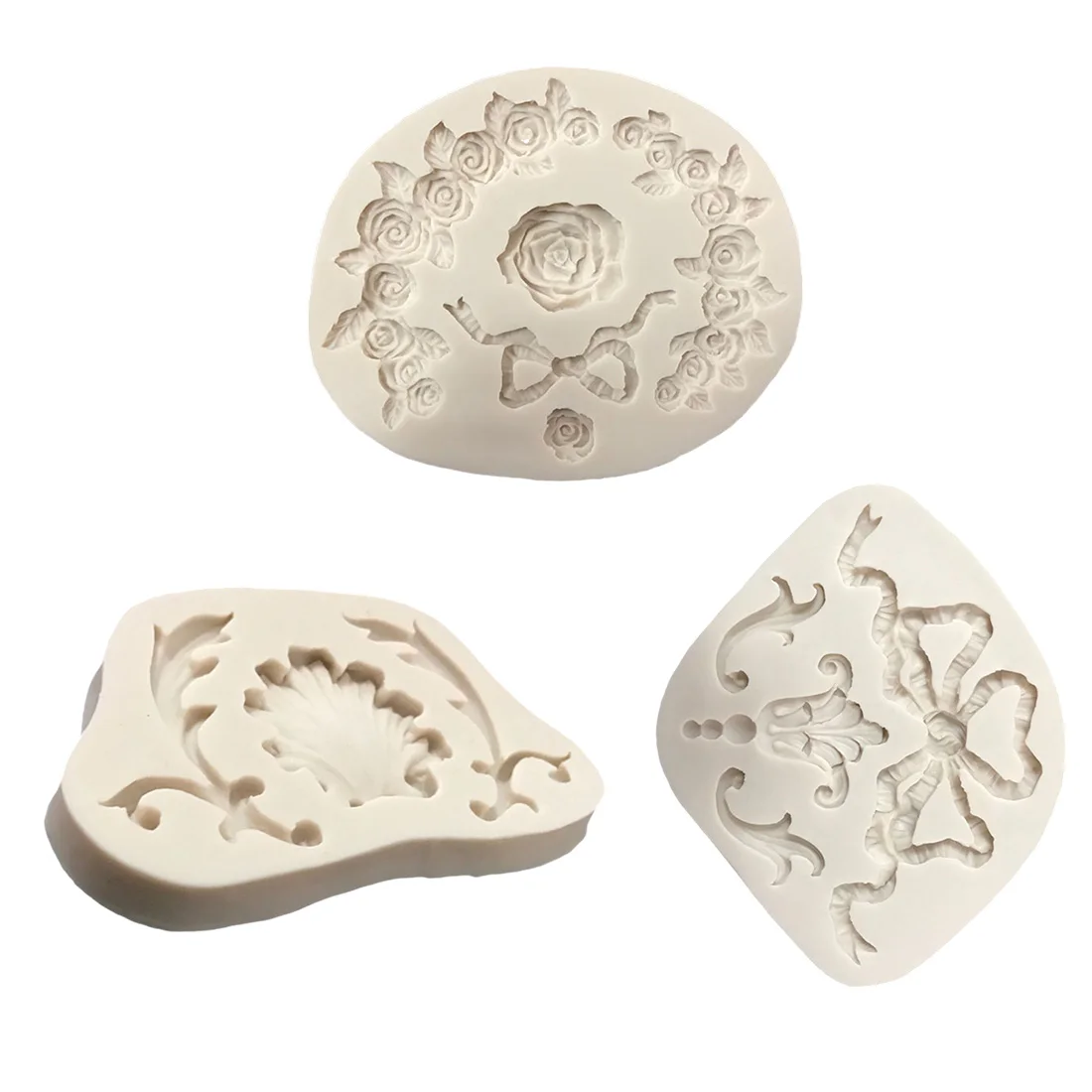 

Hot Sale Retro Flower Rose Lily Bow Tie Cake Silicone Molds Fondant Decorating Cupcake Chocolate Gumpaste Candy Clay Moulds
