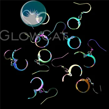 

5pairs=10pcs Earring Hooks Clasps Rainbow Silver Color Earring Clips Hook Findings For DIY Earring Jewelry
