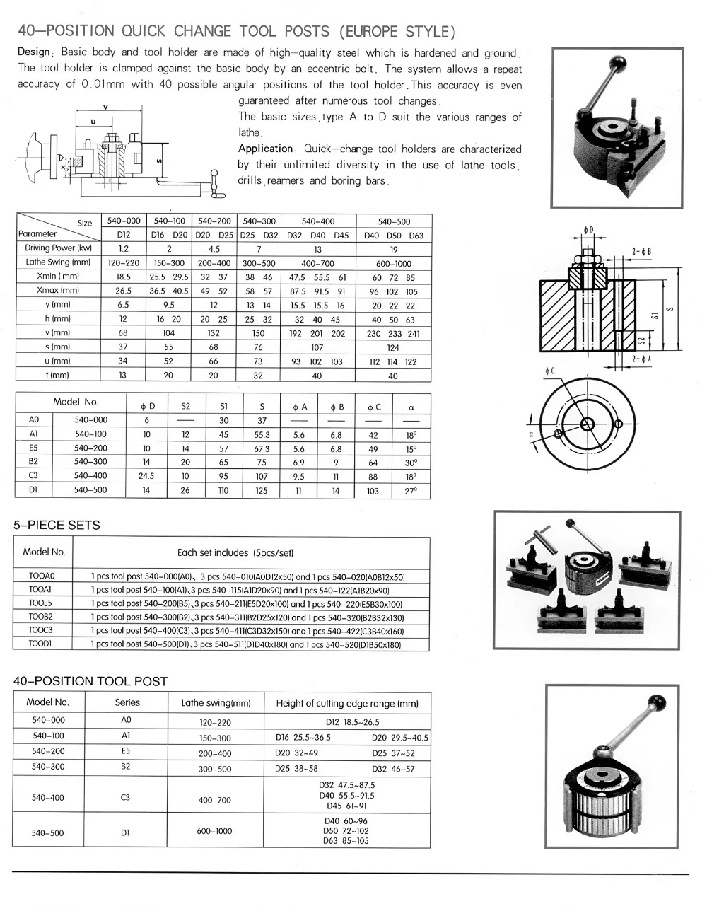 40-положение быстрая смена инструмента качели 150-300 мм токарный станок для резцедержателя набор из 5 шт.(в соответствии со стандартами ЕС