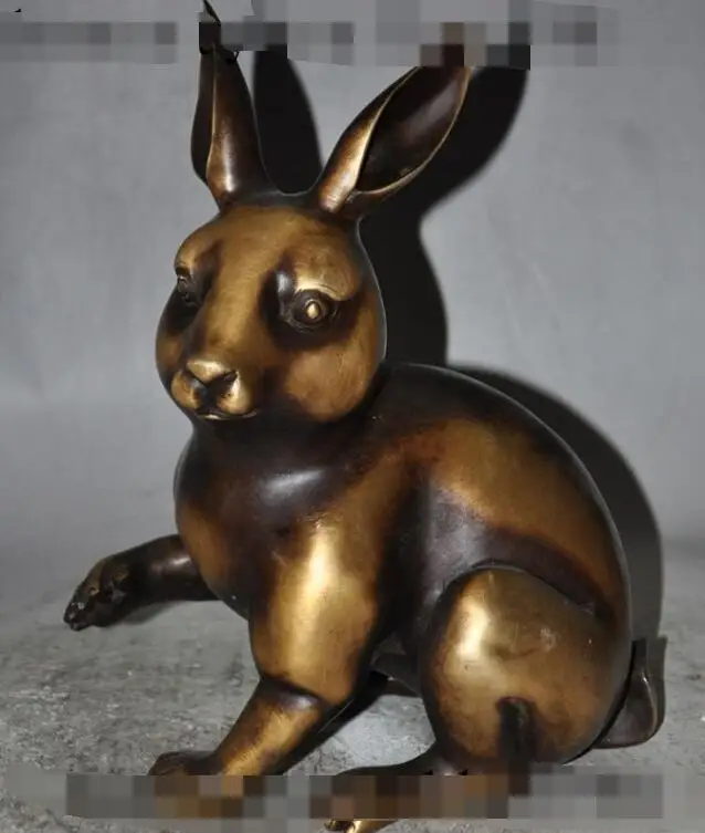 

S4630 9" folk China fengshui bronze zodiac Cute Rabbit Bunny auspicious animal statue discount 30% (C0324)
