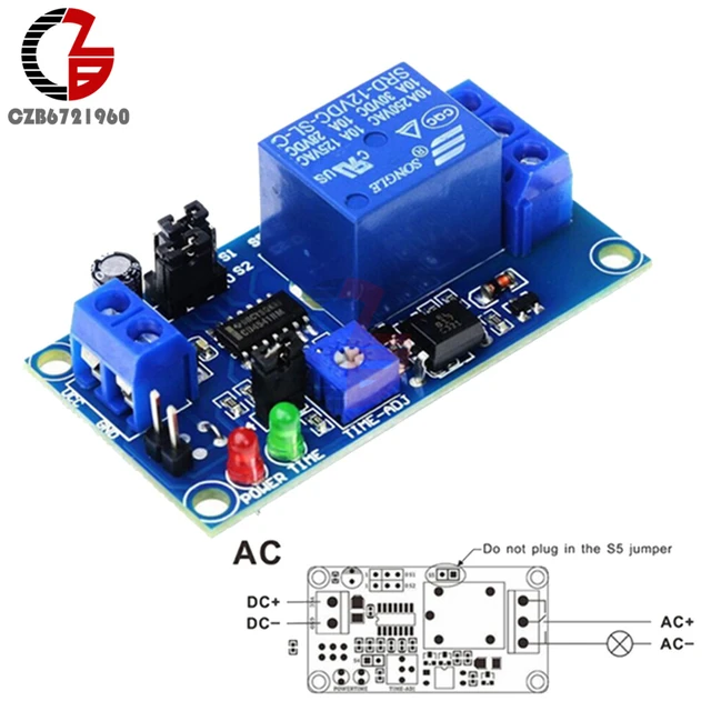 Módulo de relé de tiempo de cc 12V, relé de retardo de tiempo abierto  Normal, temporizador