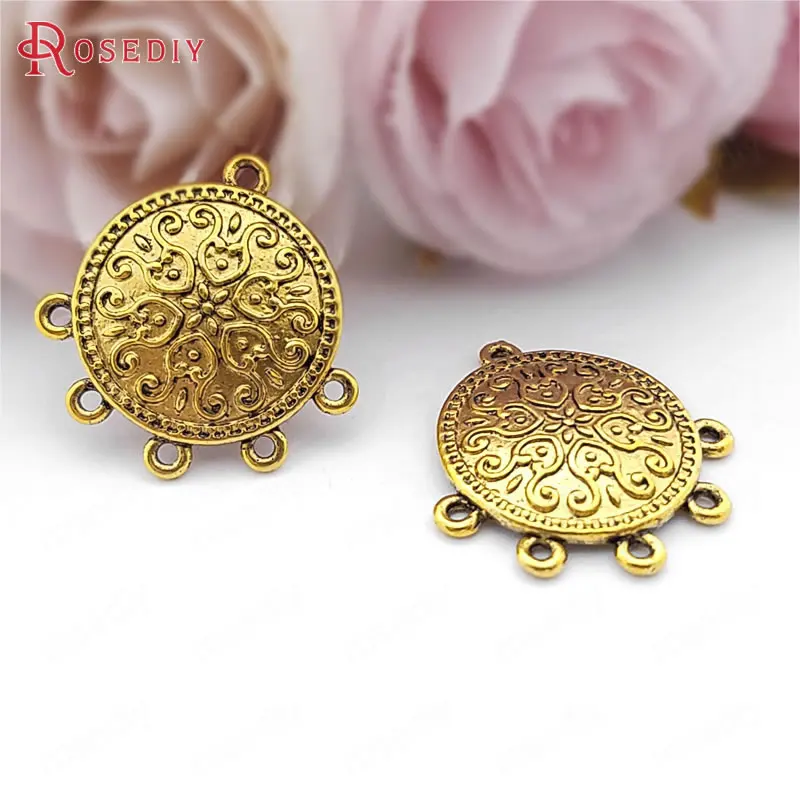 

(31577)20PCS 25x26MM Antique Gold Zinc Alloy Earrings Connector Charms Diy Jewelry Findings Accessories Wholesale