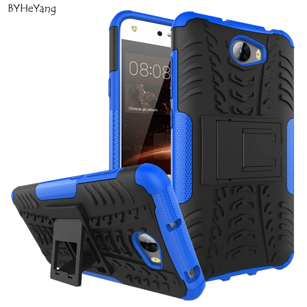 

For Huawei Honor 5A LYO-L21 5.0 inch PC + Silicone 3D Heavy Duty Military Anti Shock Kickstand Armor Case For Huawei Y5 II Cover
