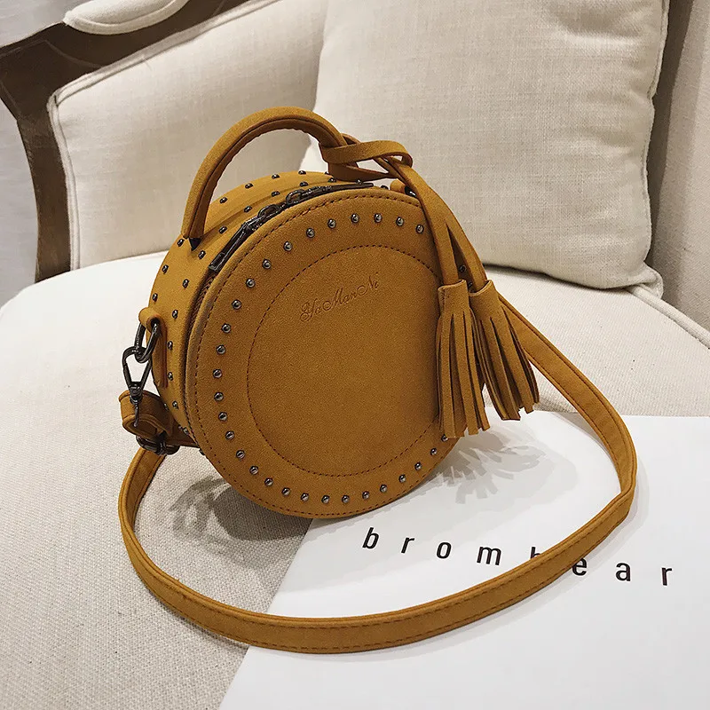 Vintage Scrub Leather Crossbody Shoulder Bag for Women Round Fashion Tassel Messenger Bag Female Casual Tote Bags Hot Sale Sac Vintage Scrub Leather Crossbody Shoulder Bag for Women Round Fashion Tassel Messenger Bag Female Casual Tote Bags Hot Sale Sac