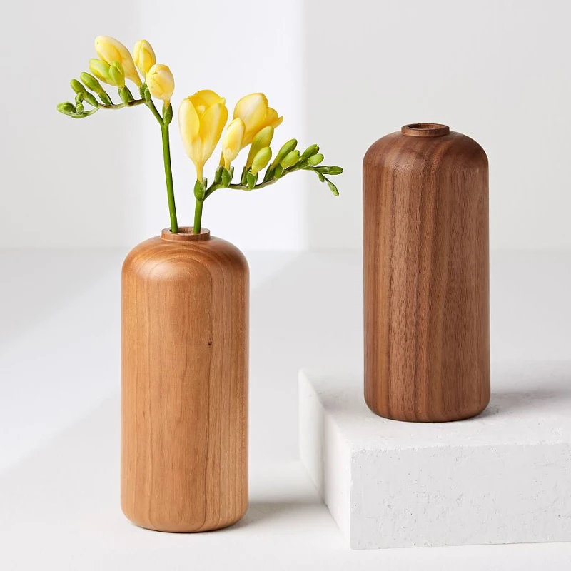 

Creative Nordic style Wooden vase Decoration living room table Solid wood Ware Flower bottle ornament Home Decoration