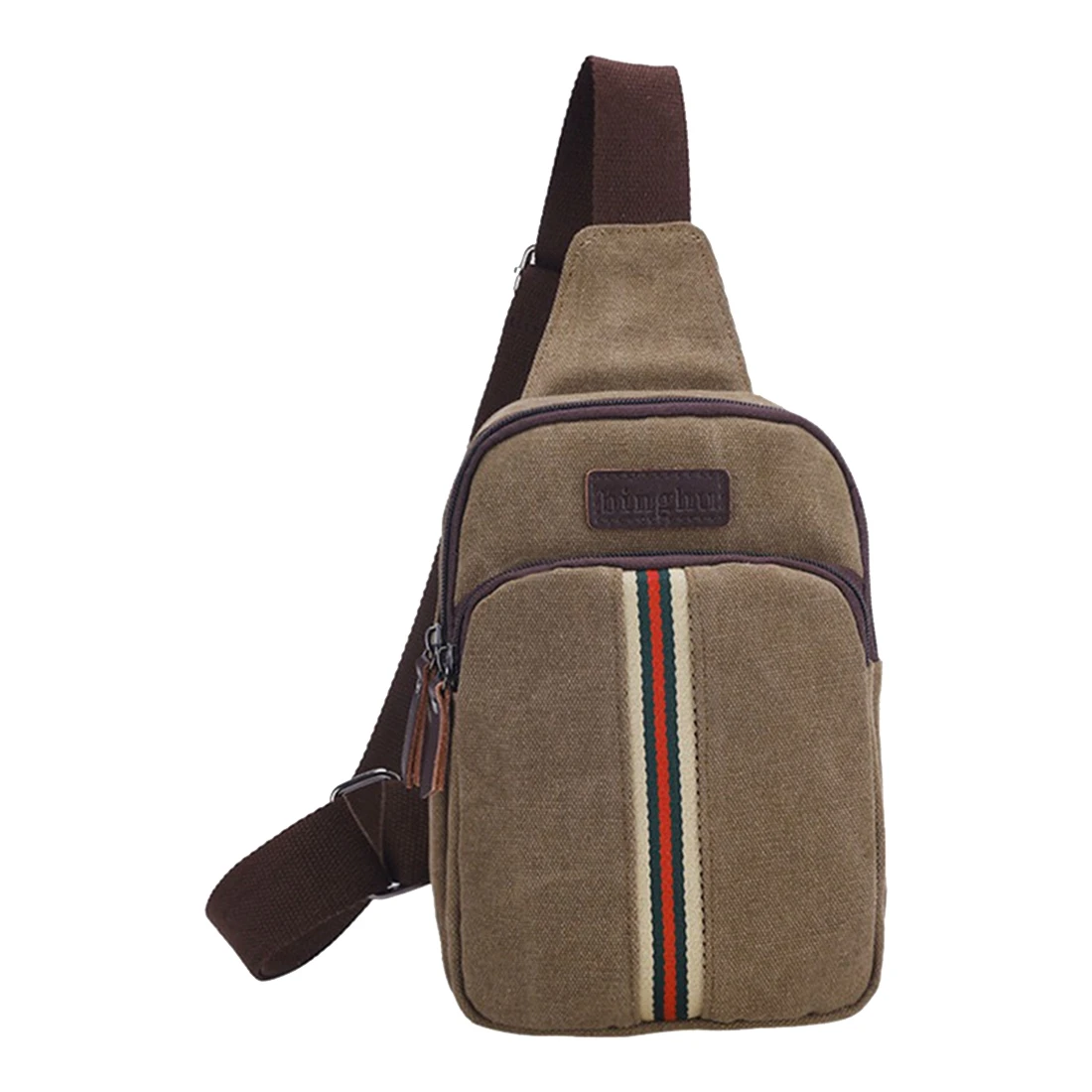

Men's Retro canvas Vertical bar Messenger Bag