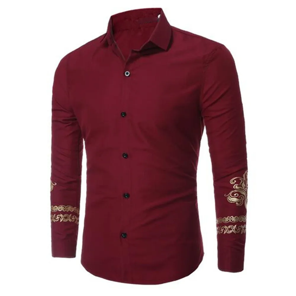 Noble Style Print Sleeve Men Blouse Elegant Dinner Party Male Blusa