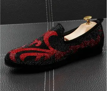 

2019 new style Mixed Colors Rhinestone men shoes leather upper and insole Party and wedding Slip-on men's loafers