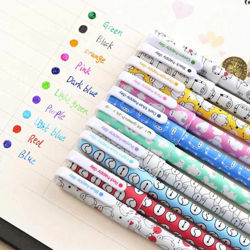

10 Different Colors Ink Gel Pen DIY Office Stationery and School Supplies Colored Pattern Shell Smooth Writing 0.38mm Pen 10PCS