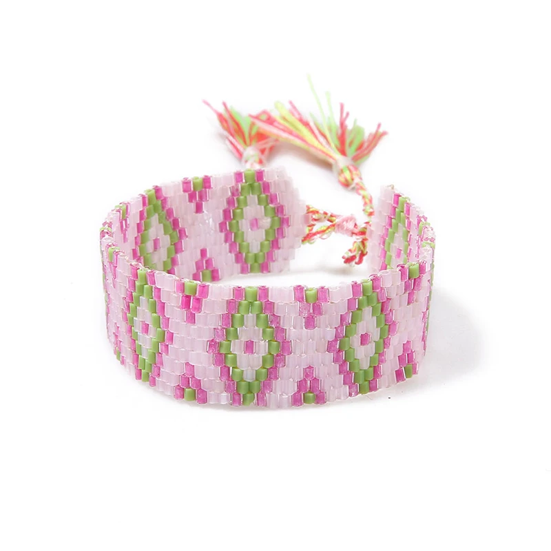 Rttooas Мода 2 см ширина женские браслеты Миюки бусины ювелирные изделия этнический узор геометрические браслеты в стиле бохо женские кисточки тканые