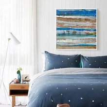 Summer Seashore Ocean Blue Abstract Wall Art Oil Painting Canvas Living Room Modern Loft Industrial Bedroom seashore