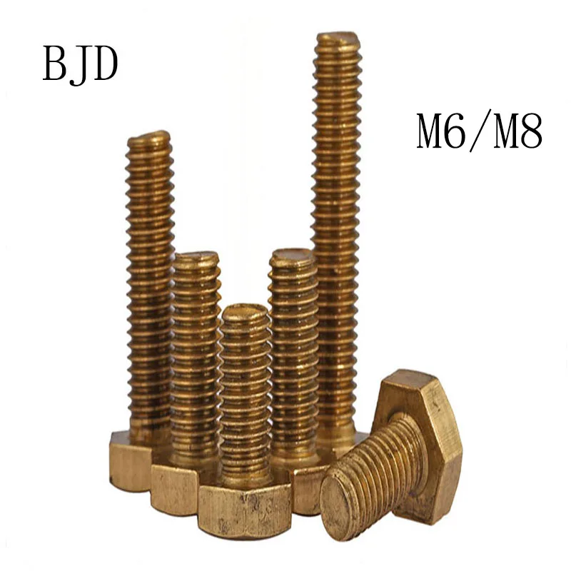 10 шт. M6/M8* 10/12/16/20/25/30/35/40/45/переменного тока, 50-80 Медь метрической резьбы винты DIN933 медный шестигранник болт с шестигранной головкой