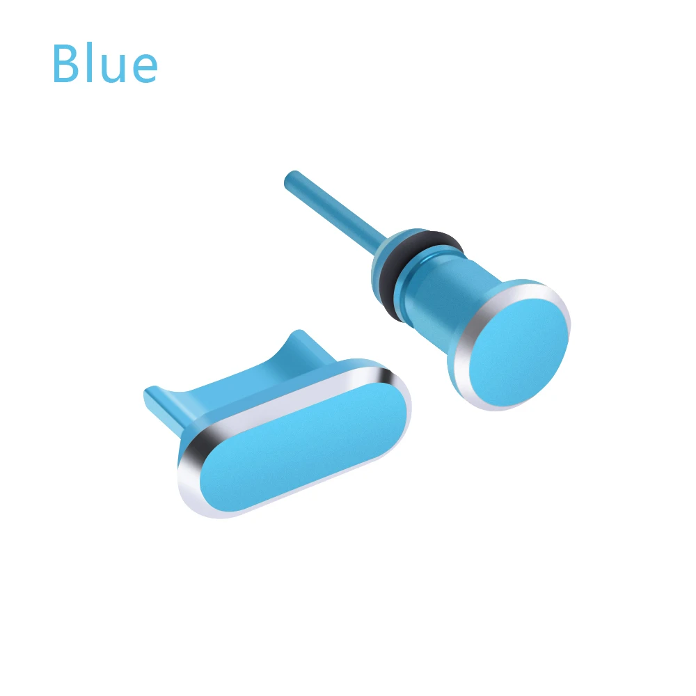 Универсальный Micro usb зарядный порт 3,5 мм разъем для наушников металлическая пыль вилка универсальная для телефона Android заглушка для порта гарнитуры наушники порт - Цвет: Синий
