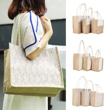 Женская сумочка, кружевная Льняная сумка-тоут, повседневная многоразовая сумка через плечо, сумка для покупок,, роскошная сумка-тоут, большая вместительность, женские повседневные сумки