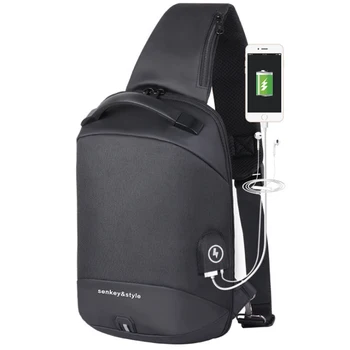 

Multifunction Crossbody Bags with USB Charging Chest Pack Short Trip Messengers Bag Water Repellent Shoulder Bag Male a0002