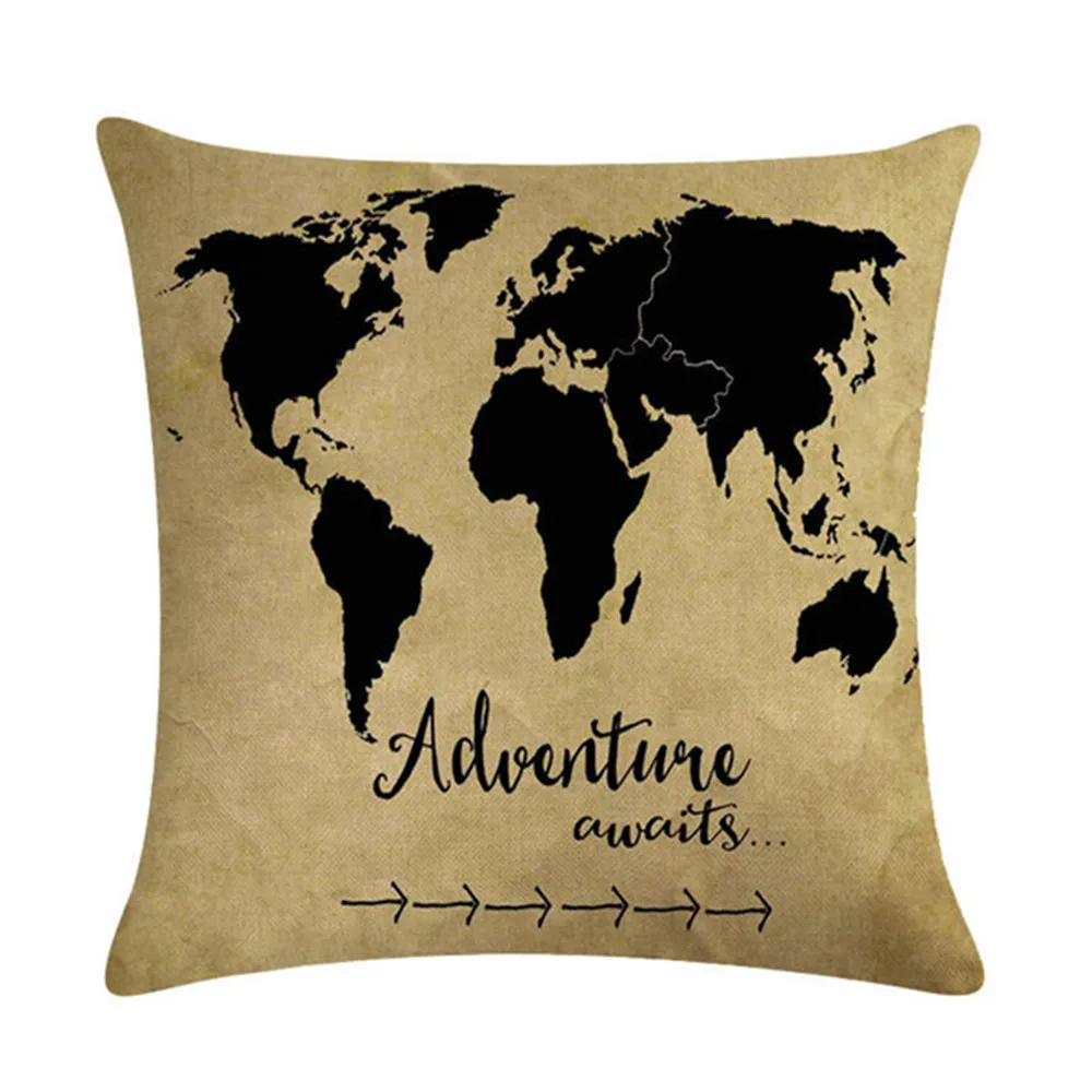 

45cm*45cm Printing Map Pattern & Bag Super Soft Cushion Cover & Sofa Pillow Case Home Decorative Pillow Cover