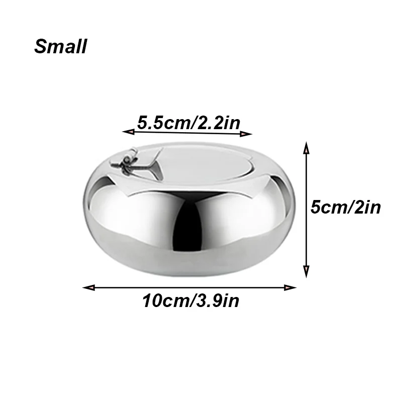 UNTIOR круглая пепельница из нержавеющей стали ветрозащитная крышка Wtih пепельница для дома вечерние бар офисная декоративная пепельница подарок для дома пепельница - Цвет: Small