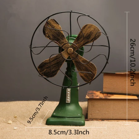 VILEAD 17 см 26 см смолы Электрический вентилятор фигурки Ретро промышленный стиль ностальгические украшения ремесла творческие украшения Hogar подарки - Цвет: L Green Electric Fan