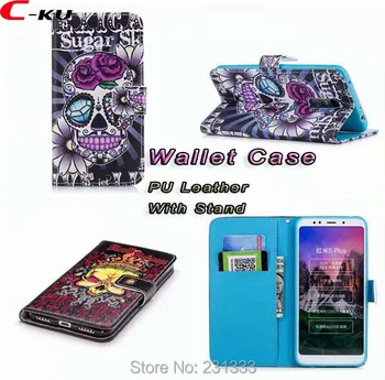 

C-ku Skull Flower Wallet Leather Pouch Case For Xiaomi 6X 5X Redmi 5 PLUS 4A NOTE 4 4X Stand Cartoon TPU Tooth Skin Cover 100pcs