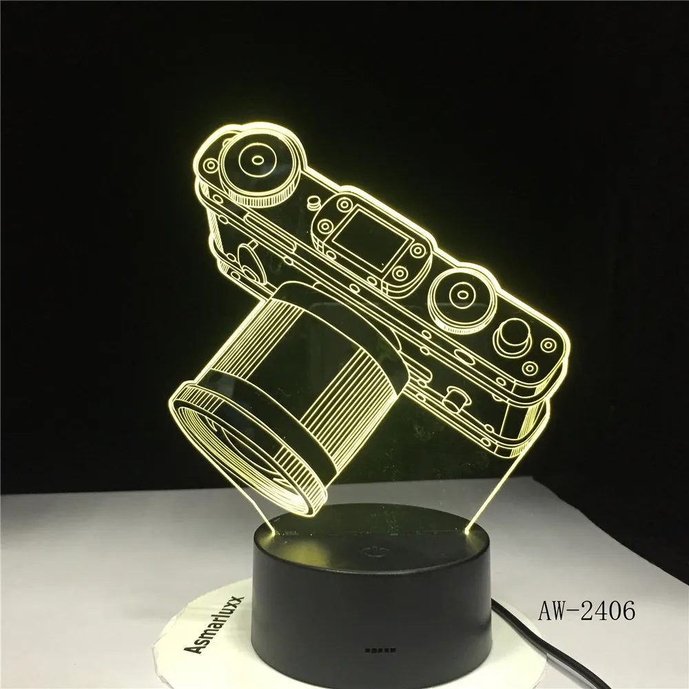 

Camera 3D Lamp LED Battery Power Light Touch 7 Color Changing USB Table Night Light Bedside Novelty Decoration Dropship AW-2406