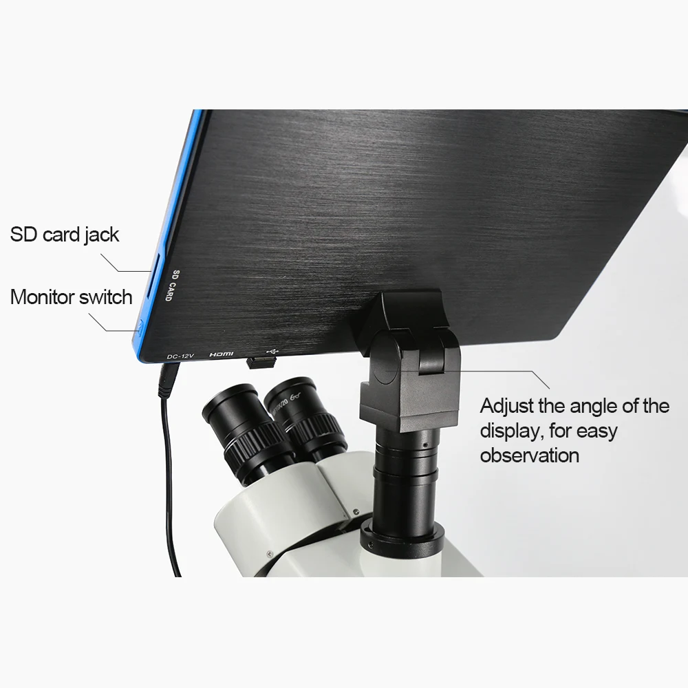  LCD Continuous Zoom Trinocular Stereo Microscope HD VGA Camera Big Workbench Phone Repair Soldering