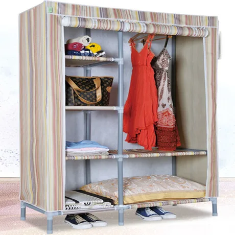Шкаф Спальня мебель для дома Нетканые ткани + стали шкаф для хранения одежды стойки в сборе гардероб Новый 106*43*157 см