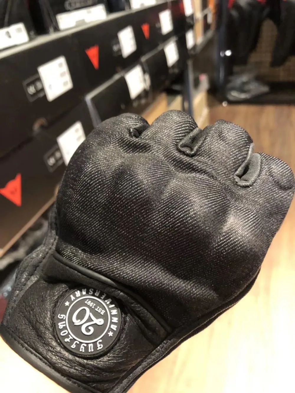 FUYILONG DENIM Leather Protect Gloves Black 2