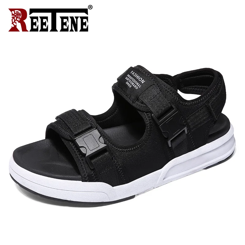 REETENE الأزياء رجل صنادل شاطئ 2018 الصيف صنادل طراز جلاديتور للرجال المطاط الرومانية نعال شاطئ الوجه يتخبط حذاء رجالي حجم 46