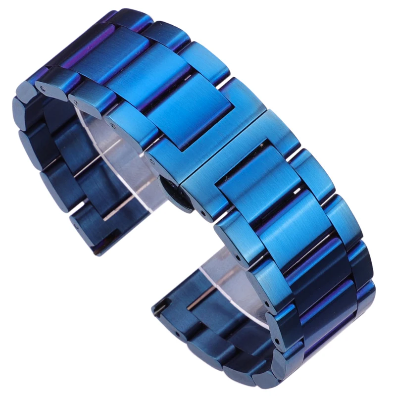 

Stainless Steel Watch Bracelet 18 20 21 22 23 24mm Blue Silver Metal Watchbands Strap Fold Deployment Clasp Watch Accessories
