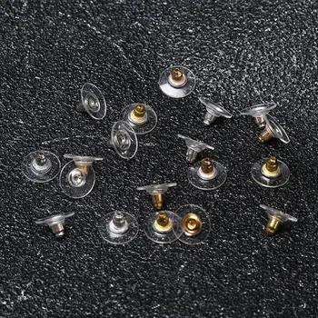 

50pcs DIY Craft Accessories Silicon Stud Earring Back Stoppers Ear Post Nuts Jewelry Findings Components Gold and COLOR
